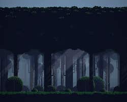 Pixel game art dark forest by __Eder Muniz__. This small preview images represents several separate layers of parallax. This is not an animated gif. 
